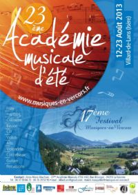 23ème Académie musicale d'été. Du 12 au 23 août 2013 à Villard de Lans. Isere. 